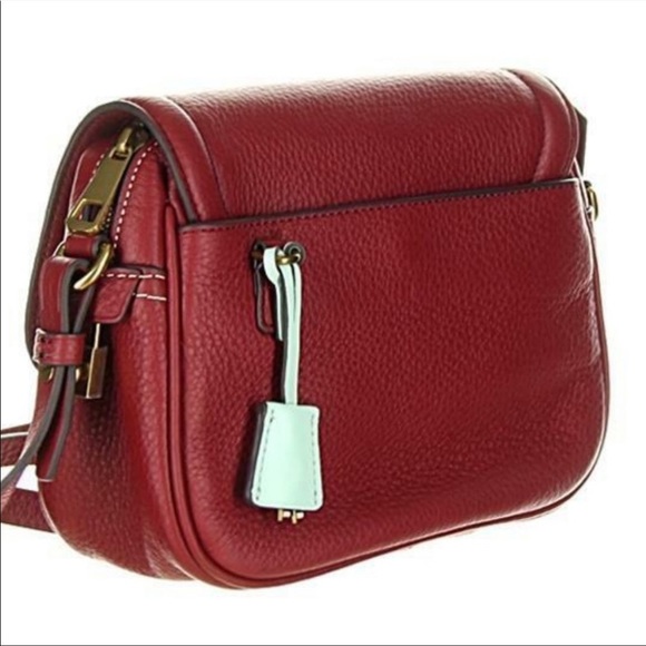 J CREW SIGNET LEATHER CROSSBODY BAG VIVID BURGUNDY - Picture 3 of 14